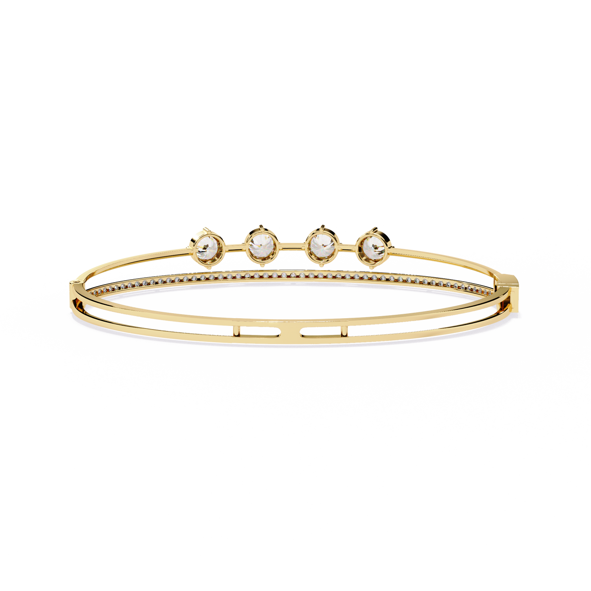 Yellow Gold Trio Solitaire Rail Diamond Bracelet