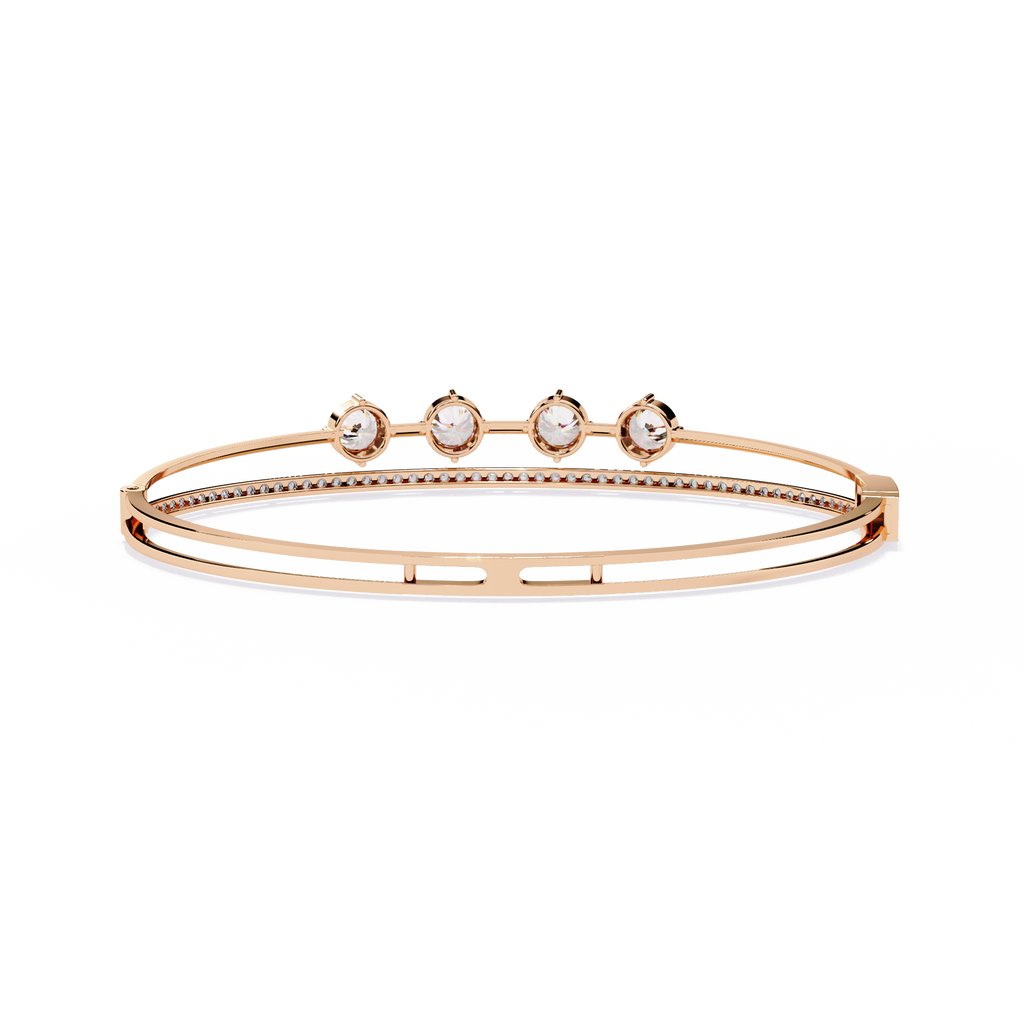 Rose Gold Trio Solitaire Rail Diamond Bracelet