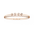 Rose Gold Trio Solitaire Rail Diamond Bracelet