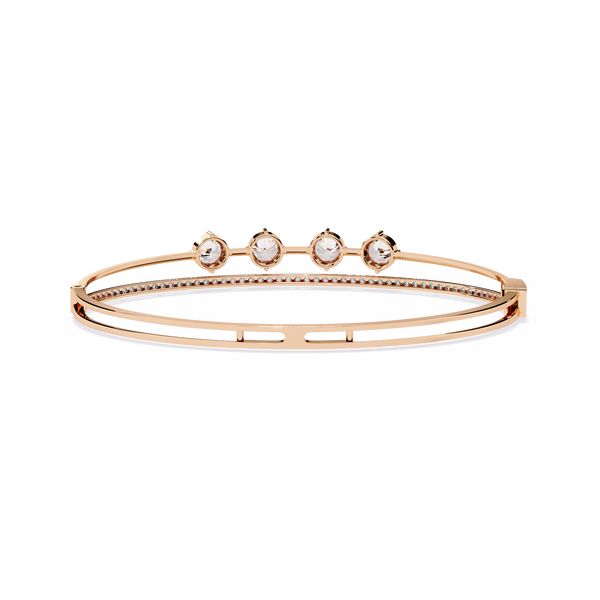 Rose Gold Trio Solitaire Rail Diamond Bracelet