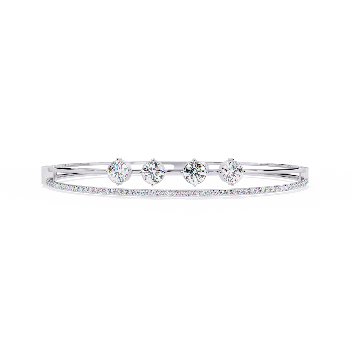 White Gold Floating Solitaire Diamond Bracelet