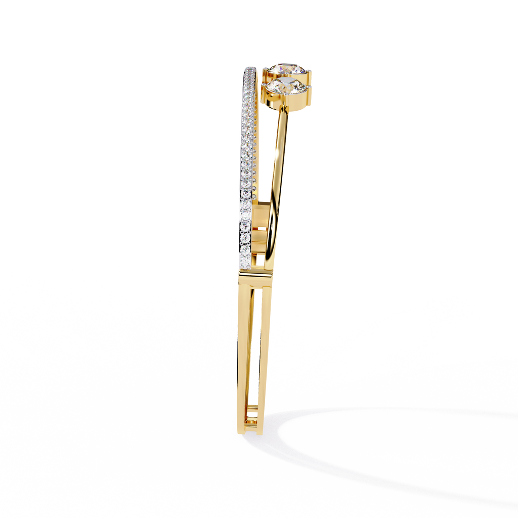 Yellow Gold Trio Solitaire Rail Diamond Bracelet