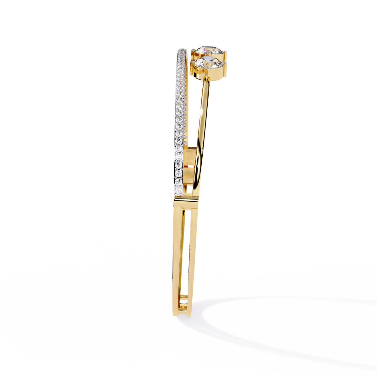 Yellow Gold Trio Solitaire Rail Diamond Bracelet