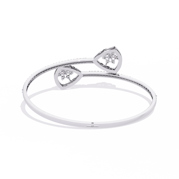 White Gold Twin Shield Bypass Diamond Bracelet