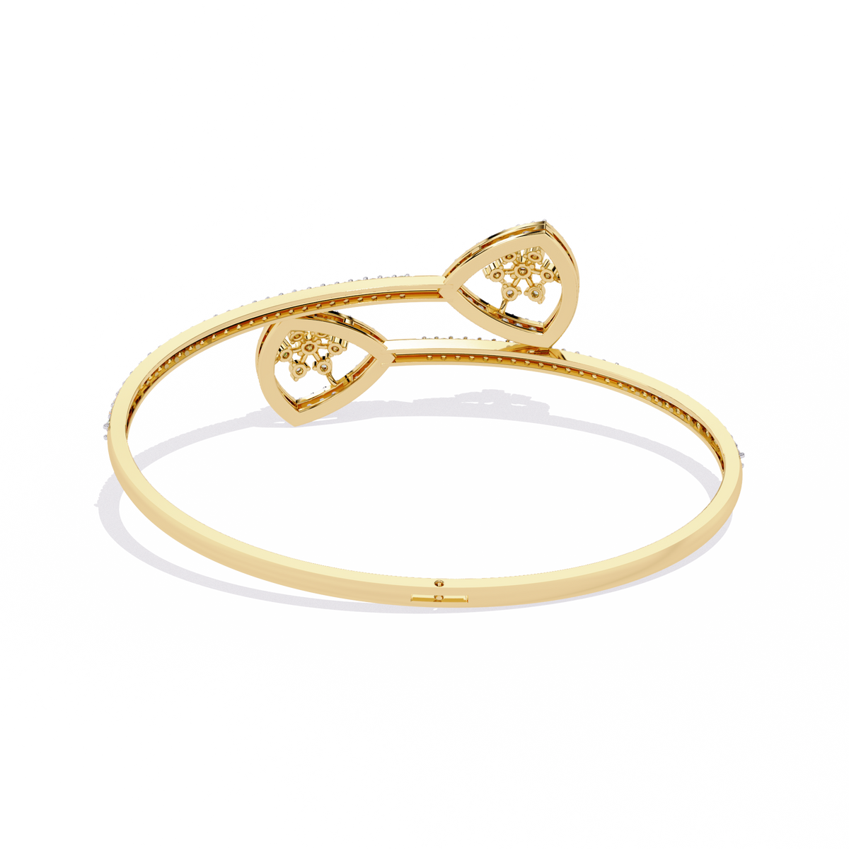 Gold Diamond Open Shield Bypass Cuff Bracelet