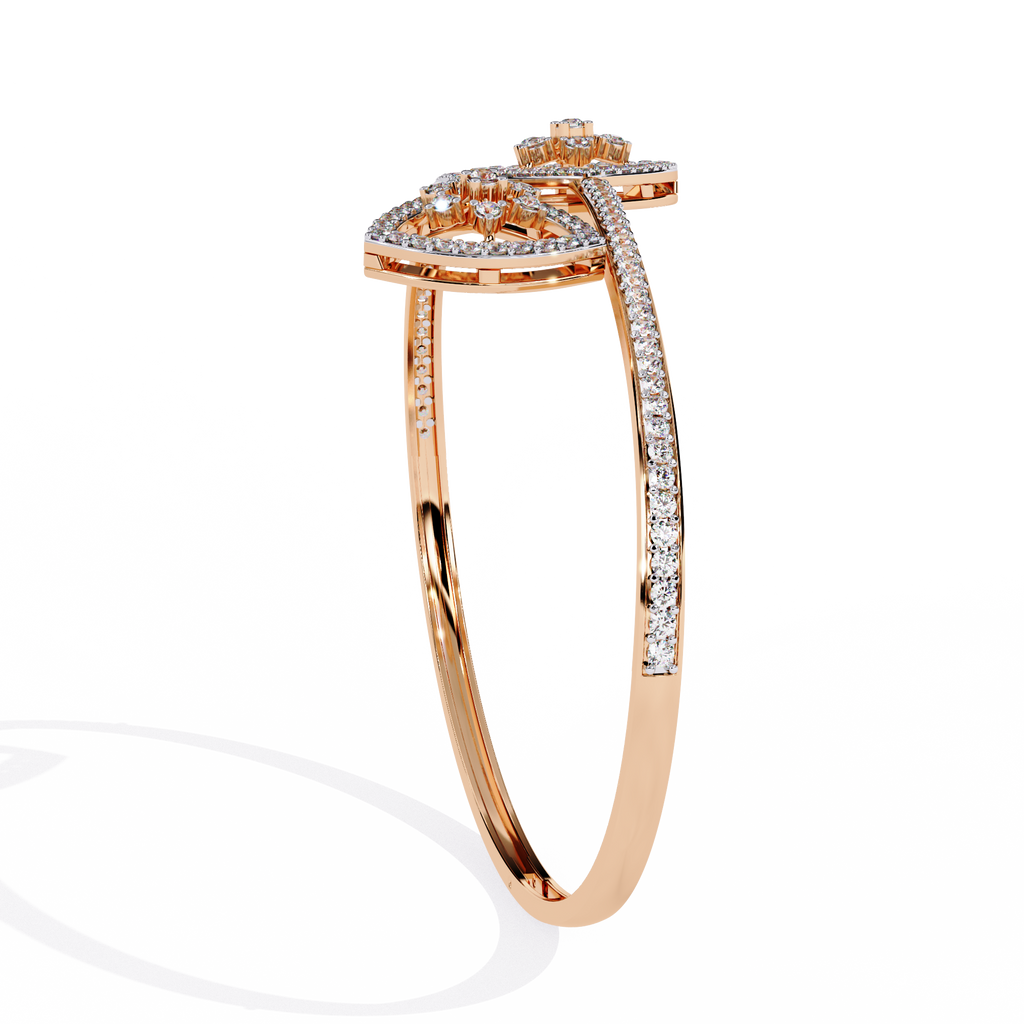 Gold Diamond Open Shield Bypass Cuff Bracelet