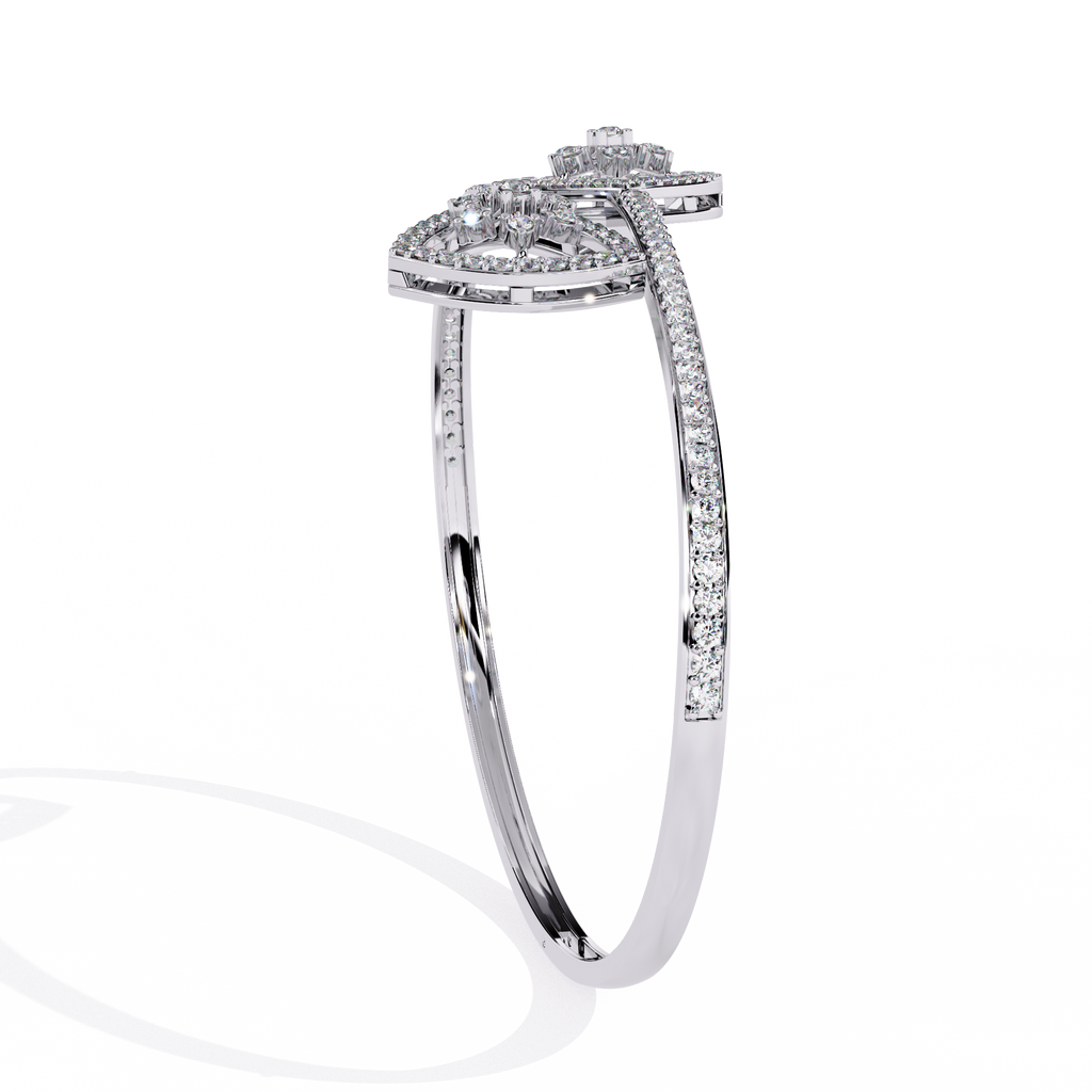 Gold Diamond Open Shield Bypass Cuff Bracelet