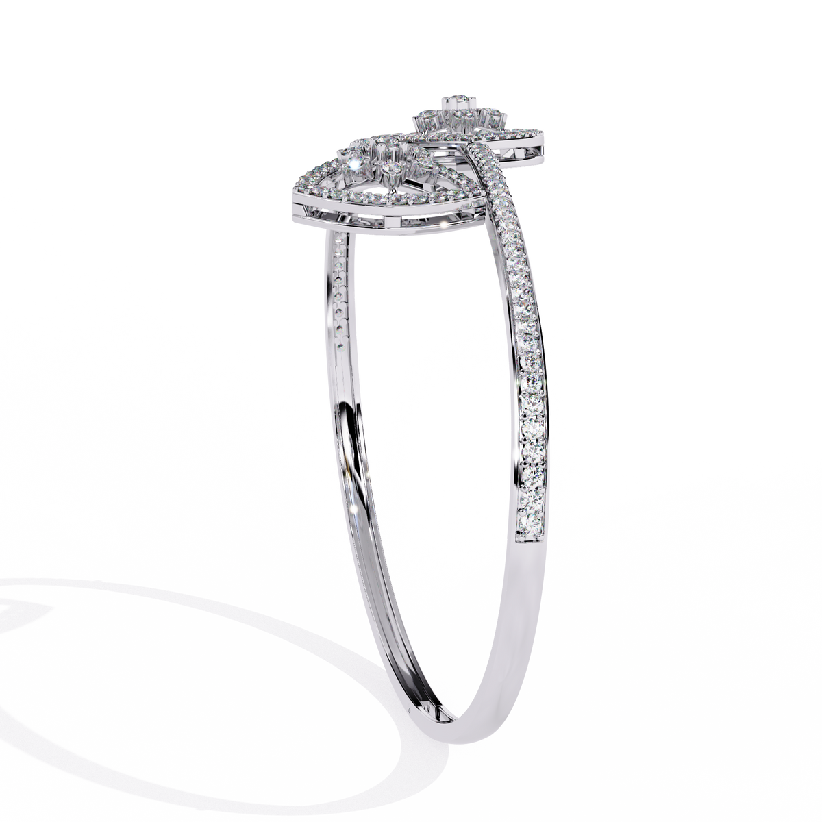 Gold Diamond Open Shield Bypass Cuff Bracelet