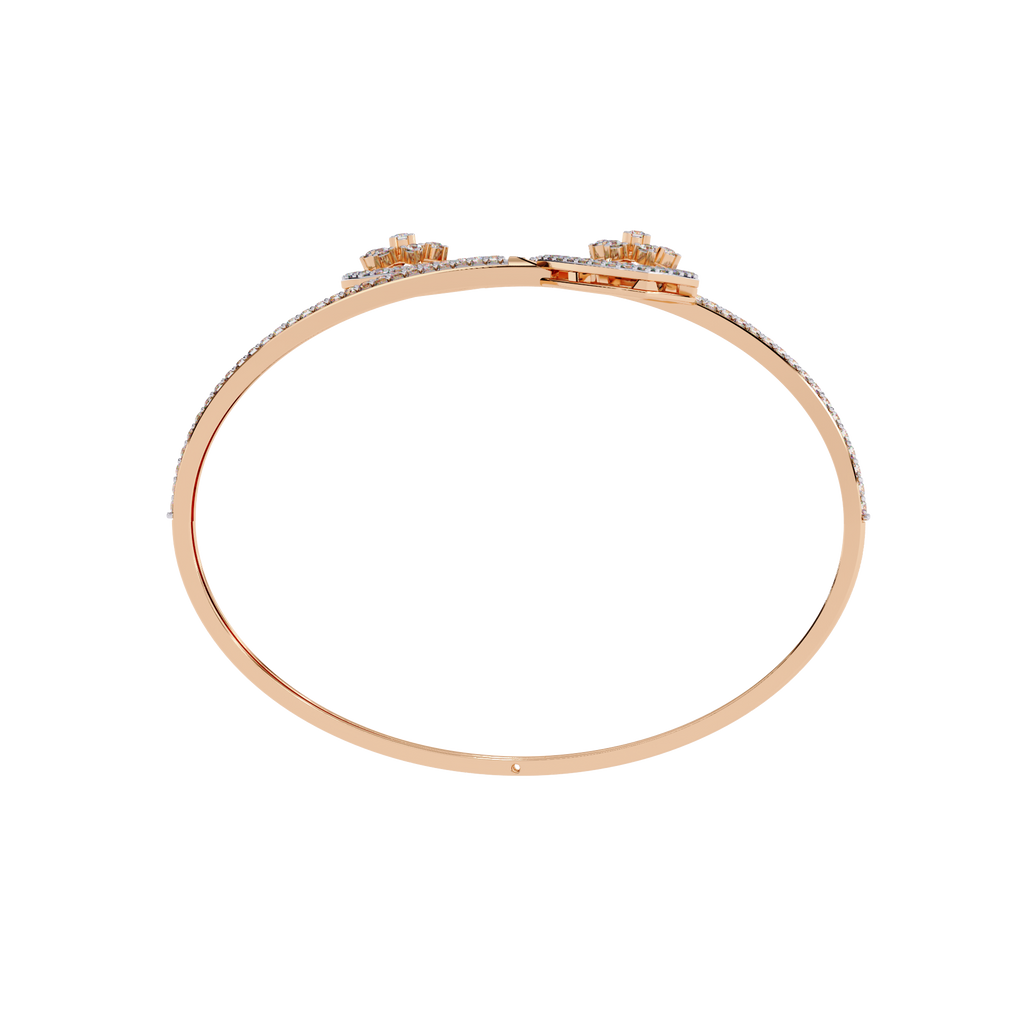 Gold Diamond Open Shield Bypass Cuff Bracelet
