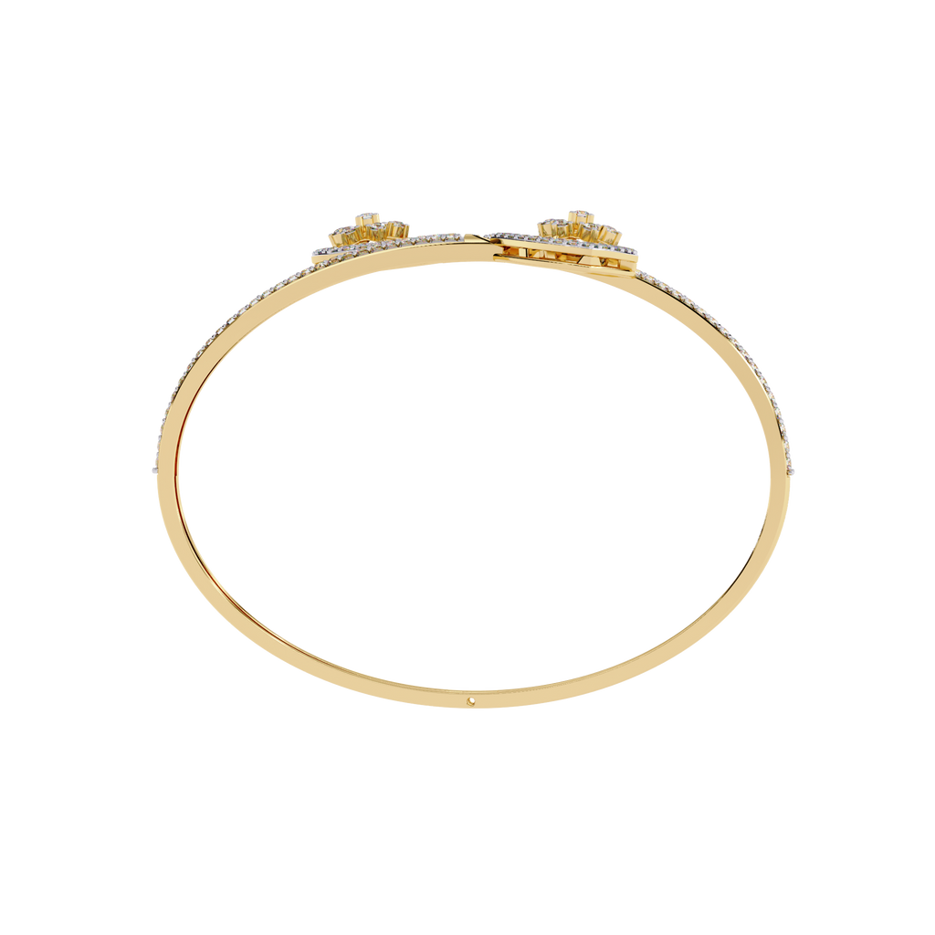 Gold Diamond Open Shield Bypass Cuff Bracelet