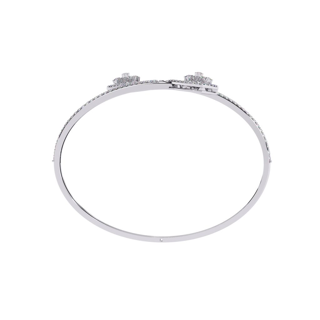Gold Diamond Open Shield Bypass Cuff Bracelet