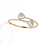 Gold Diamond Open Shield Bypass Cuff Bracelet