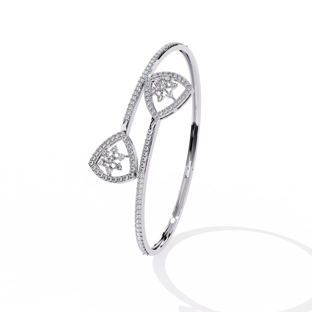 Gold Diamond Open Shield Bypass Cuff Bracelet