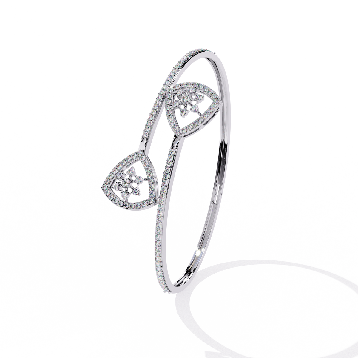 Gold Diamond Open Shield Bypass Cuff Bracelet