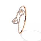 Gold Diamond Open Shield Bypass Cuff Bracelet