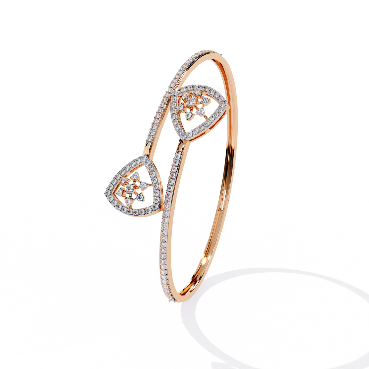 Gold Diamond Open Shield Bypass Cuff Bracelet