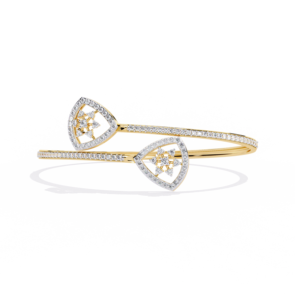 Yellow Gold Twin Shield Bypass Diamond Bracelet