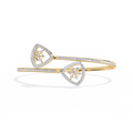 Gold Diamond Open Shield Bypass Cuff Bracelet