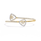 Gold Diamond Open Shield Bypass Cuff Bracelet