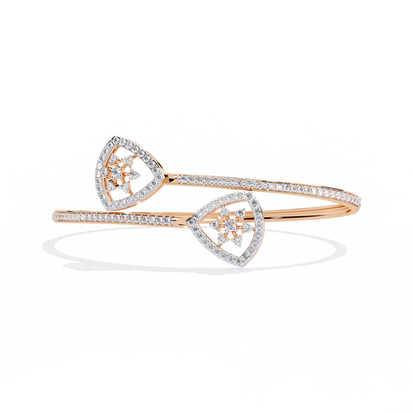 Rose Gold Twin Shield Bypass Diamond Bracelet