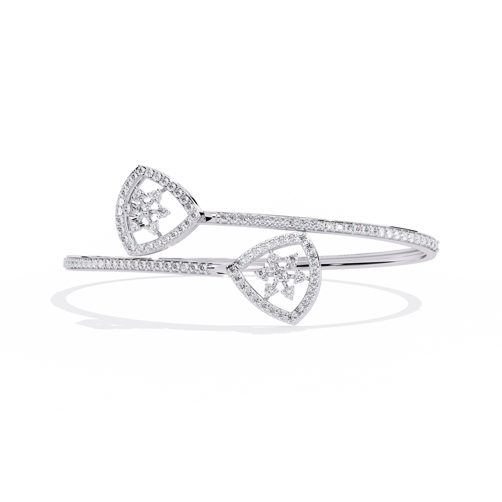 White Gold Twin Shield Bypass Diamond Bracelet