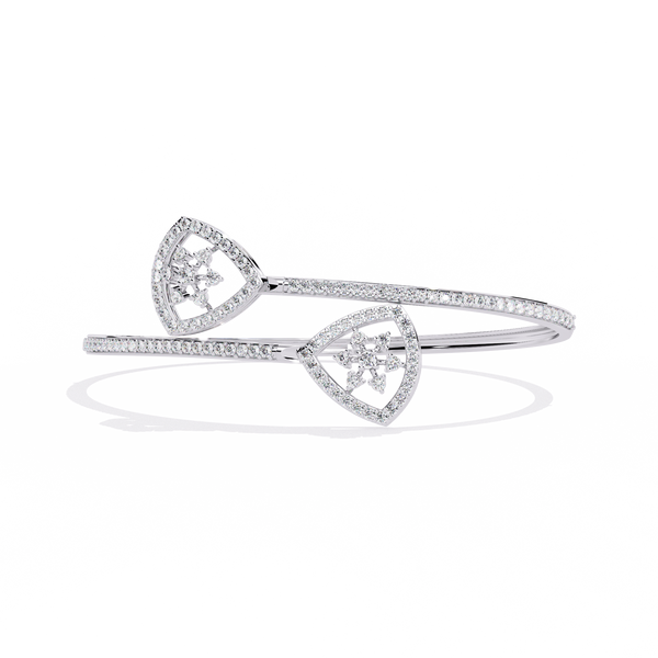 White Gold Twin Shield Bypass Diamond Bracelet