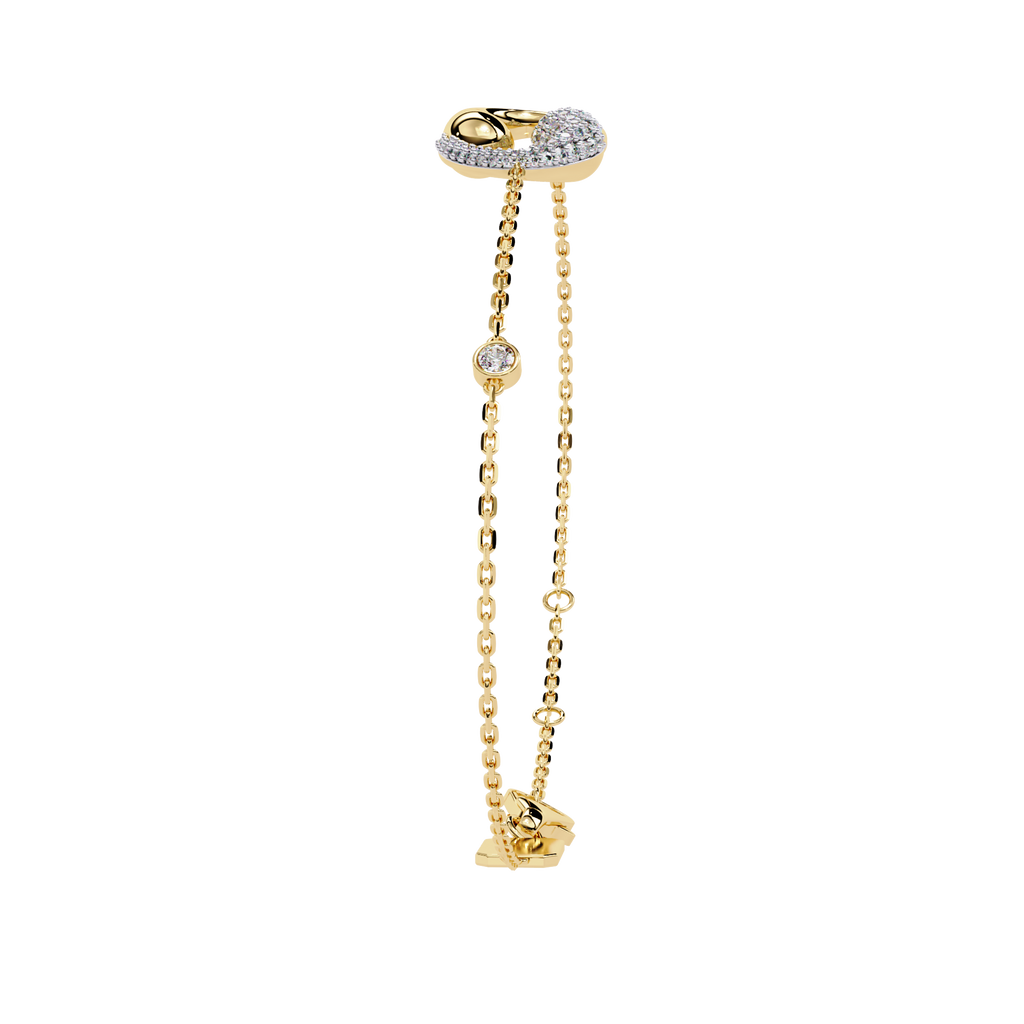 Yellow Gold Pavé Swirl Diamond Chain Bracelet