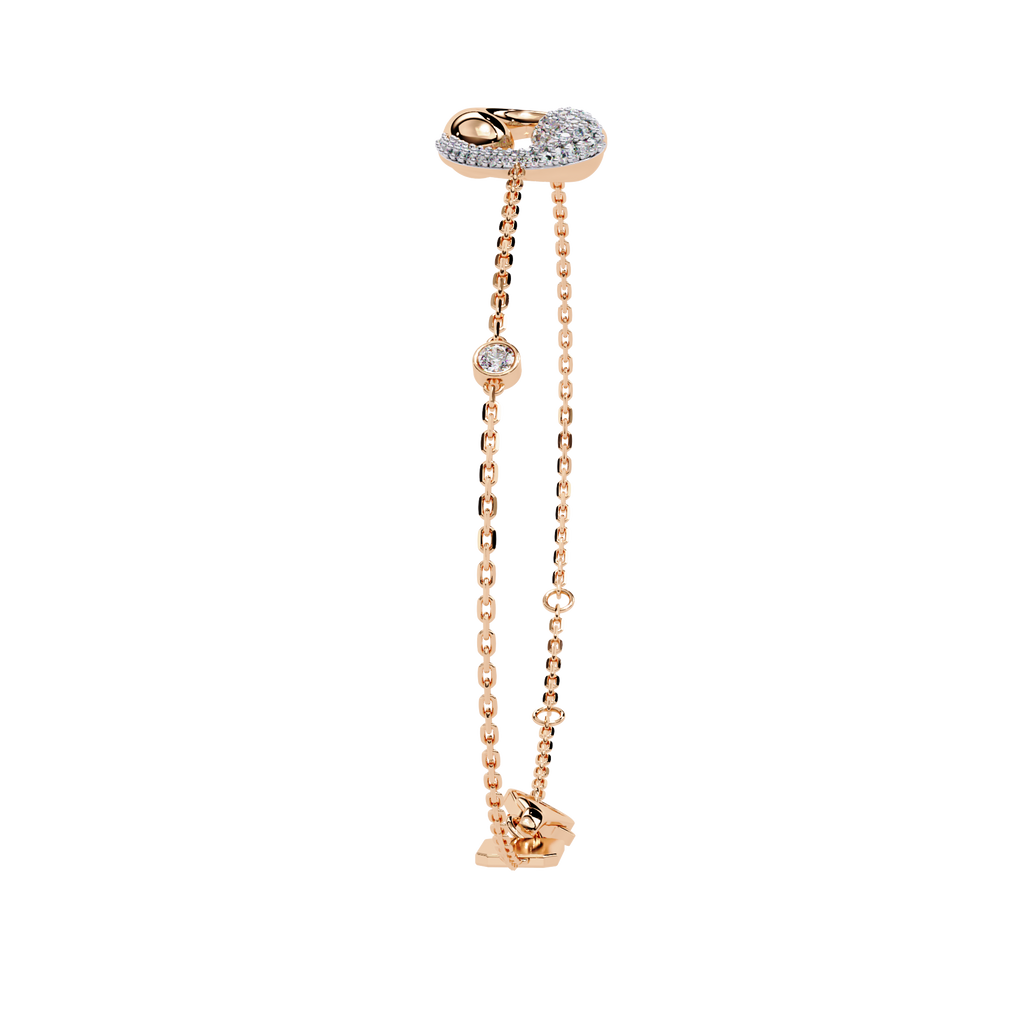 Rose Gold Swirl Wave Diamond Chain Bracelet