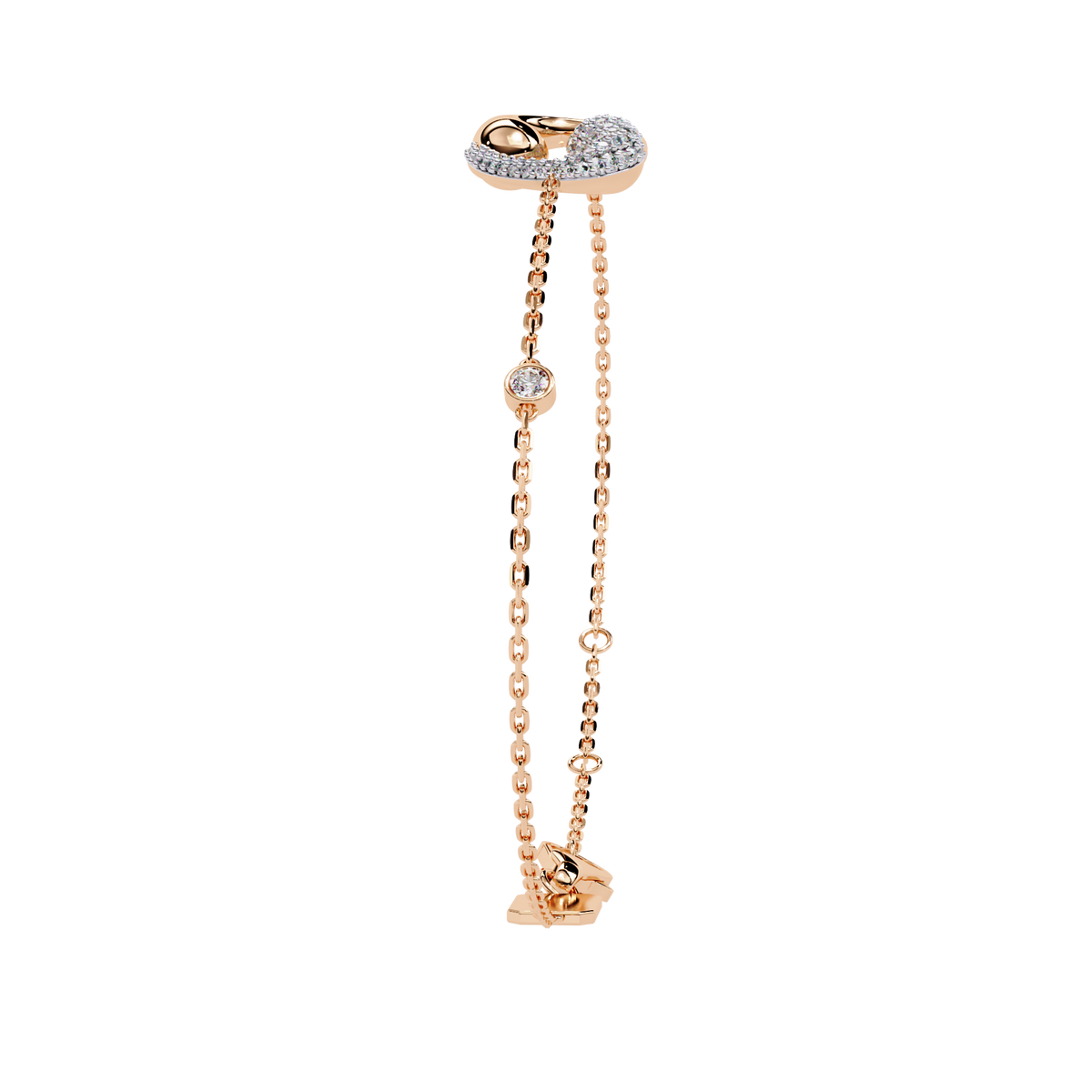 Rose Gold Swirl Wave Diamond Chain Bracelet