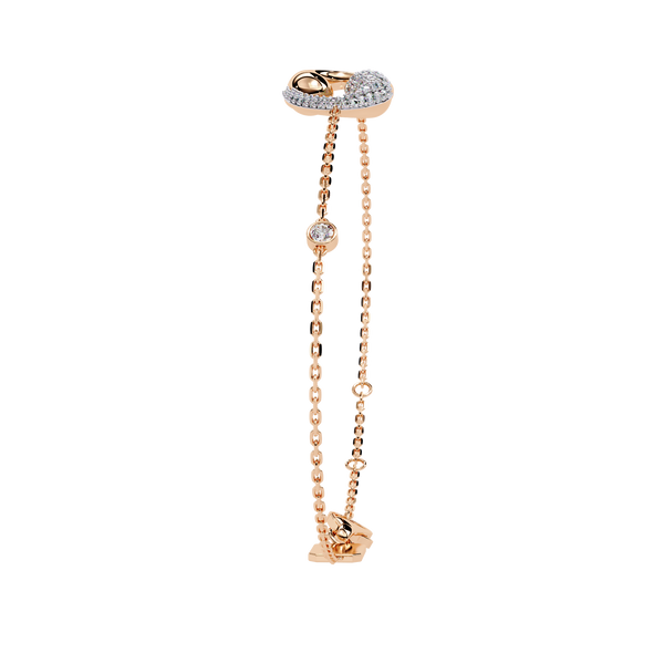 Rose Gold Swirl Wave Diamond Chain Bracelet