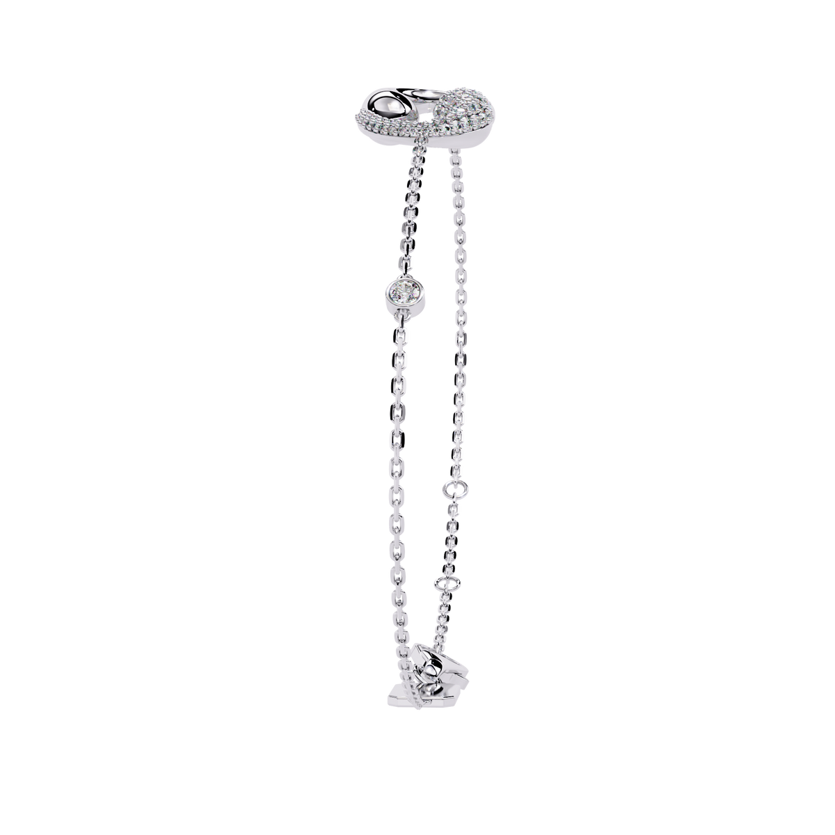 White Gold Pavé Swirl Diamond Chain Bracelet
