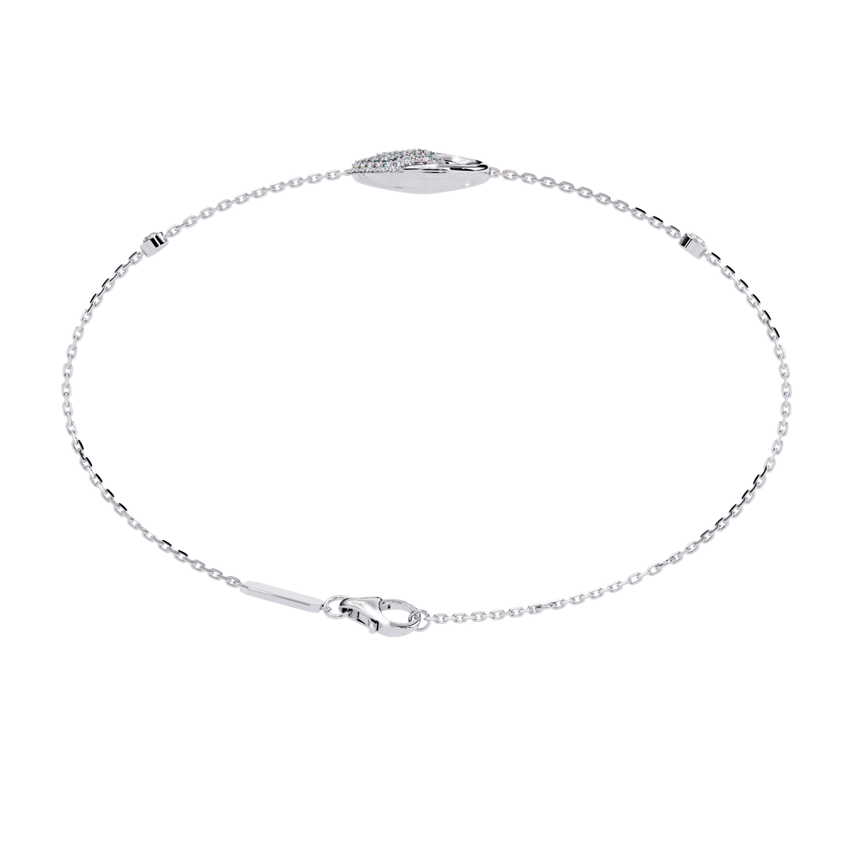 White Gold Pavé Swirl Diamond Chain Bracelet
