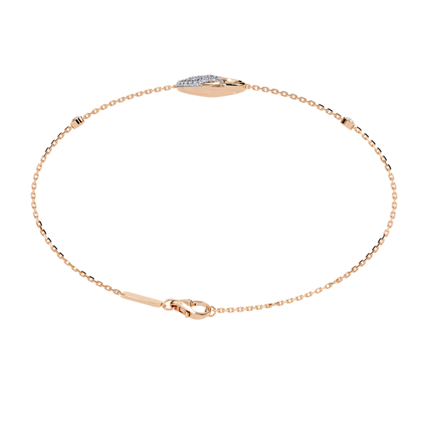 Rose Gold Swirl Wave Diamond Chain Bracelet