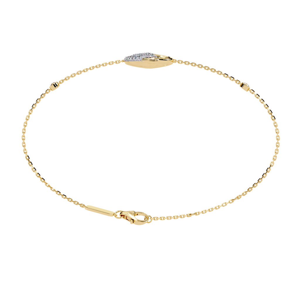 Yellow Gold Pavé Swirl Diamond Chain Bracelet