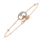 Rose Gold Swirl Wave Diamond Chain Bracelet