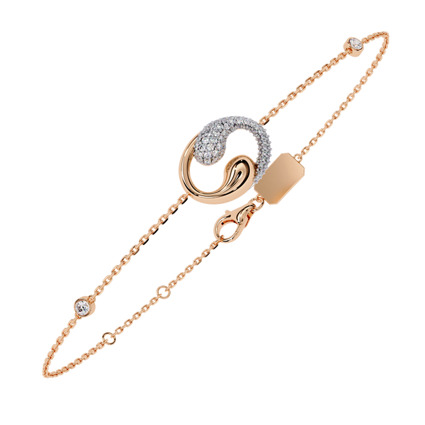 Rose Gold Swirl Wave Diamond Chain Bracelet