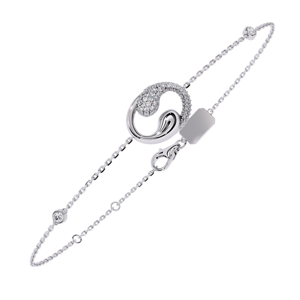 White Gold Pavé Swirl Diamond Chain Bracelet