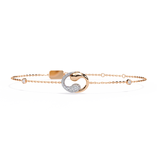 Rose Gold Swirl Wave Diamond Chain Bracelet
