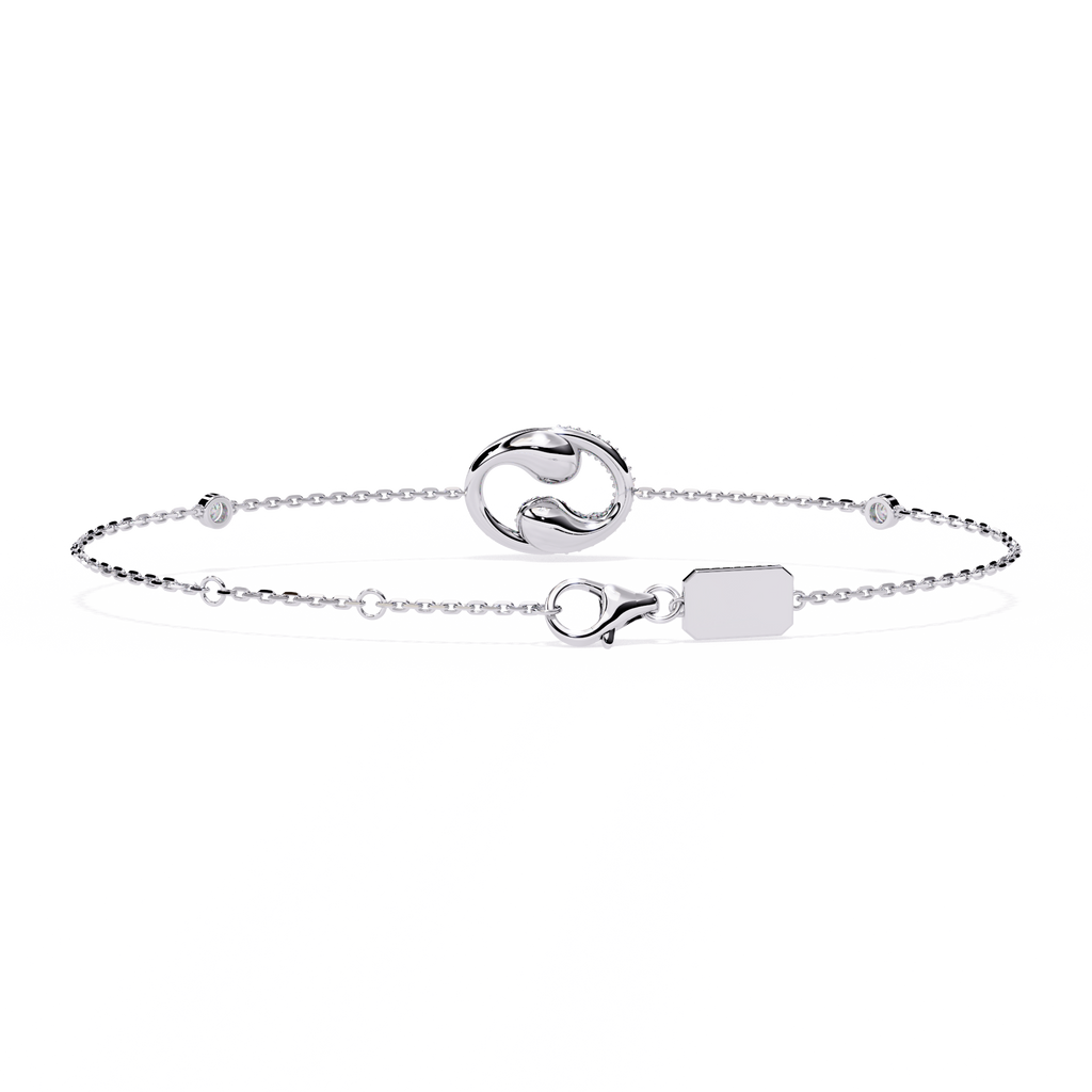 White Gold Pavé Swirl Diamond Chain Bracelet