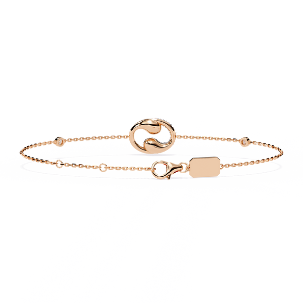 Rose Gold Swirl Wave Diamond Chain Bracelet