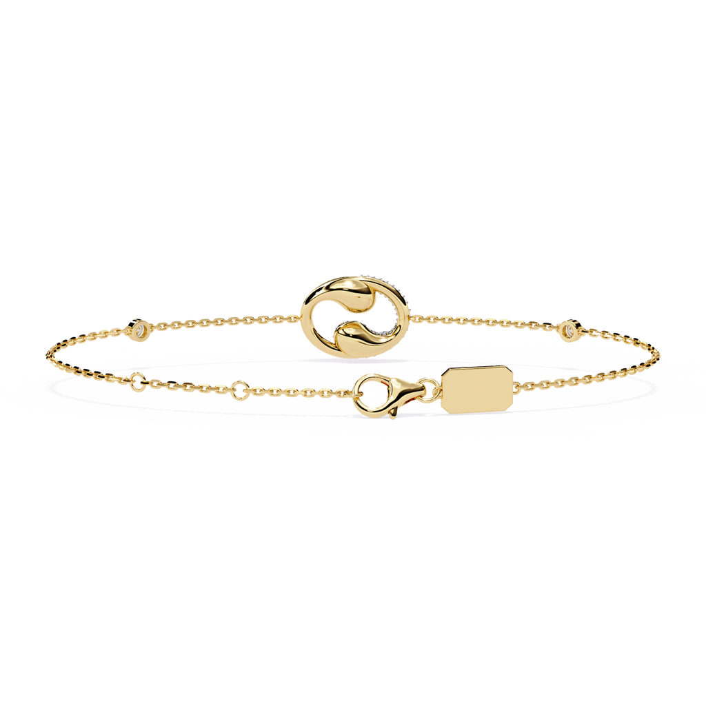 Yellow Gold Pavé Swirl Diamond Chain Bracelet