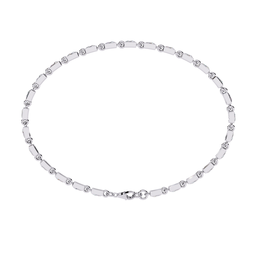 White Gold Rectangular Station Diamond Line Bracelet