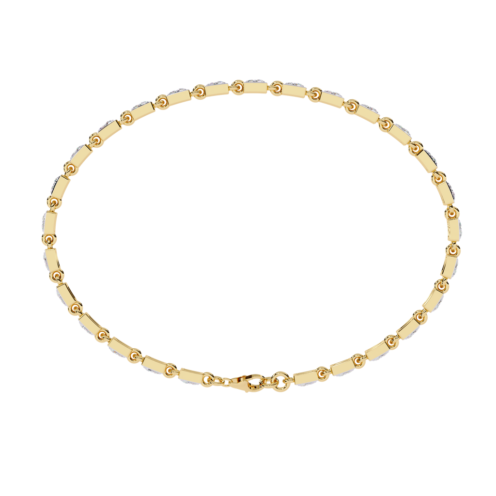 Yellow Gold Rectangular Station Diamond Line Bracelet