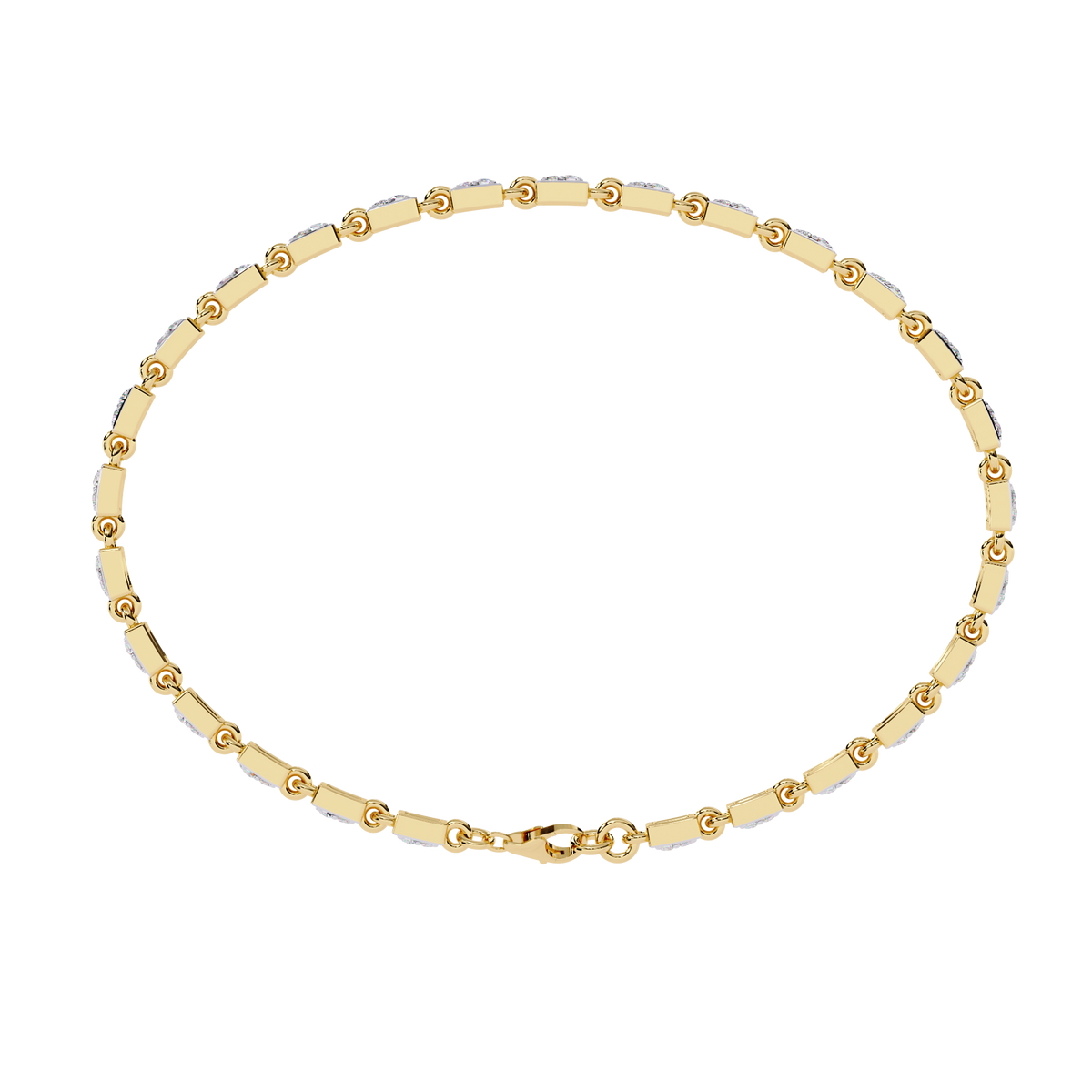 Yellow Gold Rectangular Station Diamond Line Bracelet