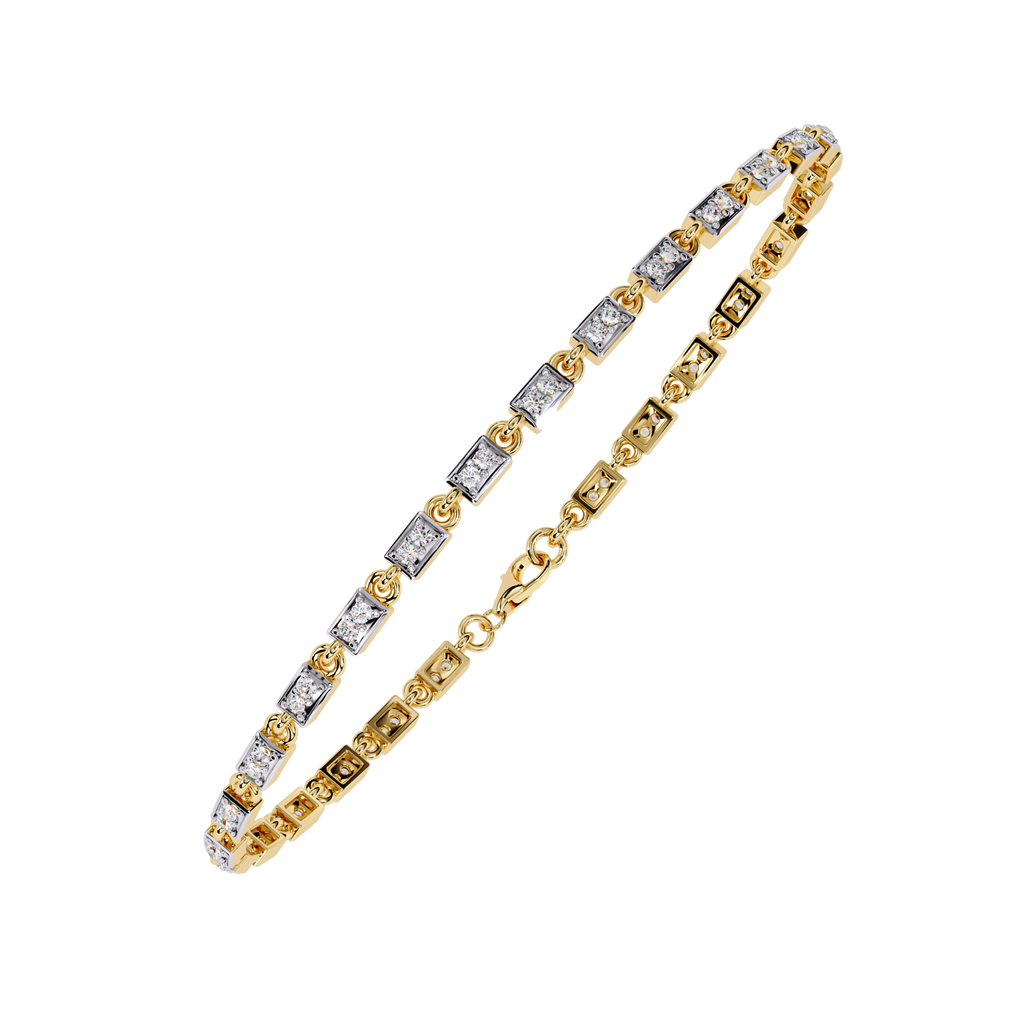 Yellow Gold Rectangular Station Diamond Line Bracelet