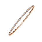 Rose Gold Baguette & Round Alternating Link Diamond Bracelet