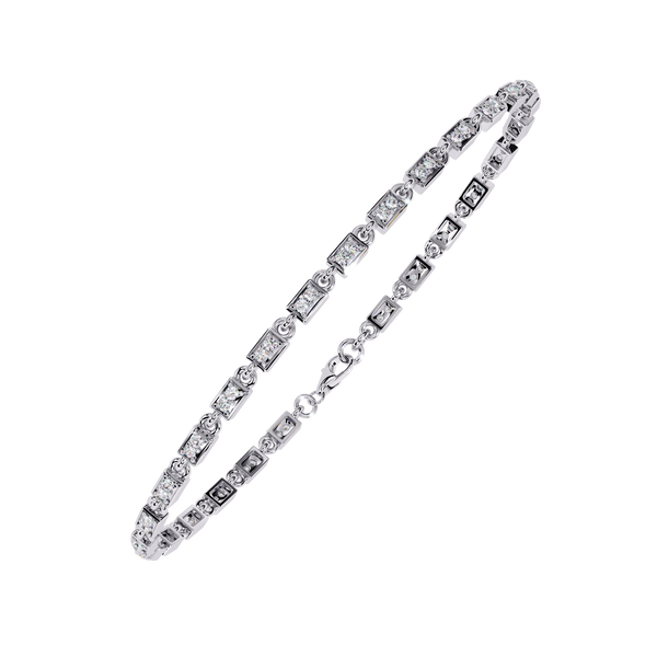 White Gold Rectangular Station Diamond Line Bracelet