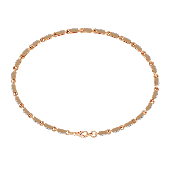 Rose Gold Baguette & Round Alternating Link Diamond Bracelet