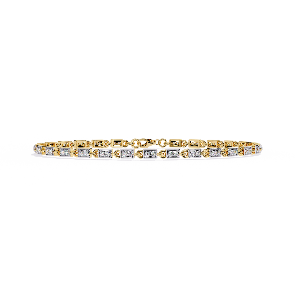 Yellow Gold Rectangular Station Diamond Line Bracelet