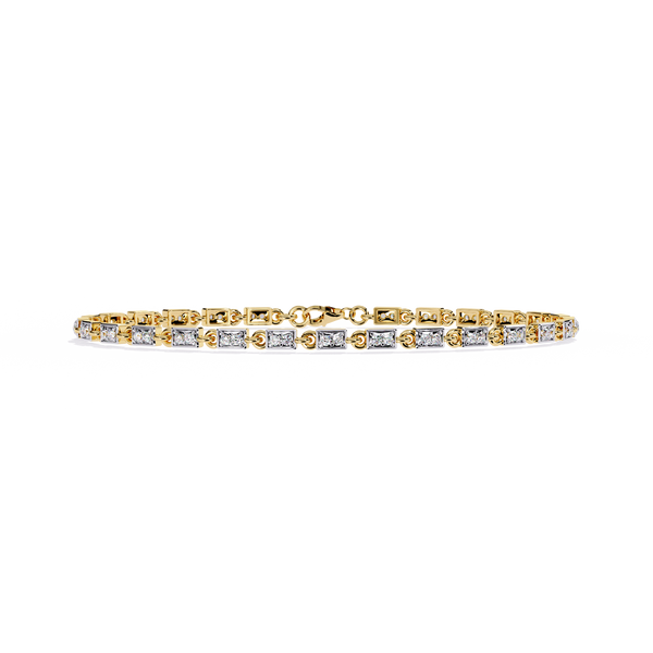 Yellow Gold Rectangular Station Diamond Line Bracelet